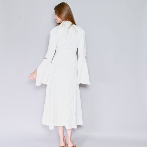 LOEWE White Jacquard Tie-Cut Sleeve Panel Coat Sz 36 - Picture 4 of 8